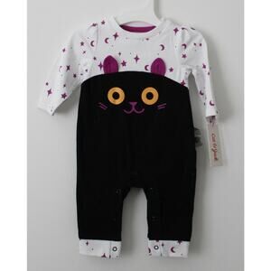 Baby Cat & Jack Black/Purpl Kitty Cat Halloween Tutu Romper Coverall NB, 18M NWT